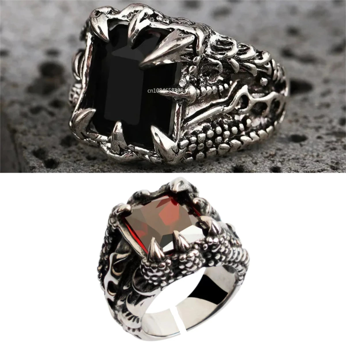 1Pc Gothic Blue and Red Crystal Evil Demon Dragon Claw Ring for Men Gram Biker Punk Rock Hip Hop Cool Jewelry Accessories кольца