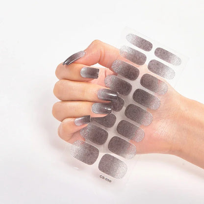16Tips Nude Semi-Cured Gel Nail Wraps Sticker Long-Lasting UV LED Lamp French Nail Decal Full Cover Waterproof Semi-Cured Sticke
