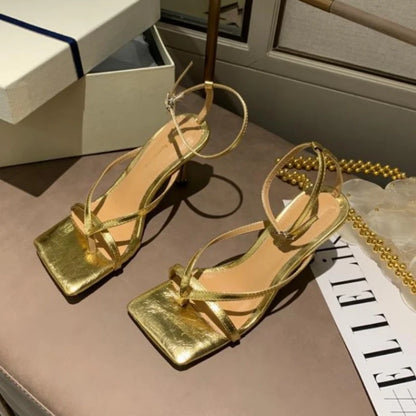 Fashion Women Sandals Luxury Sexy Shallow Mouth Heeled Sandals Square Toe Lightweight High Heels Women Shoes Sandalias De Mujer