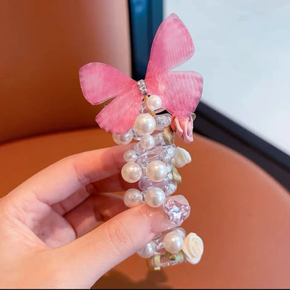 Sweet Butterfly Rose Phone Line Hair Hoop Children's Phone Line Braided Hair Rope Girls' Hair Tie Headwear