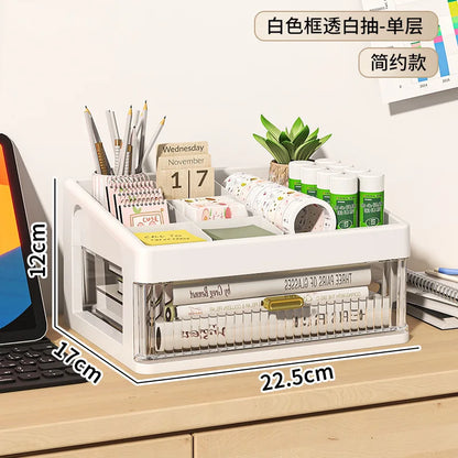 Desktop Organizer Box Multi-Layer Storage for Office Stationery Pencils Student Supplies Bedroom Study Desk Organization