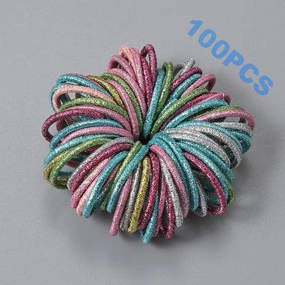 100pcs New Cute Girl Hair Bands Candy Color Elastic Rubber Band Hair Band Child Baby Headband Scrunchie Hair Tie Accessories