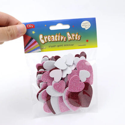 240pcs Glitter Heart Stickers Self Adhesive Foam Sticker for Valentine's Day Gift Love Decals Kid Children Art Craft Party Decor