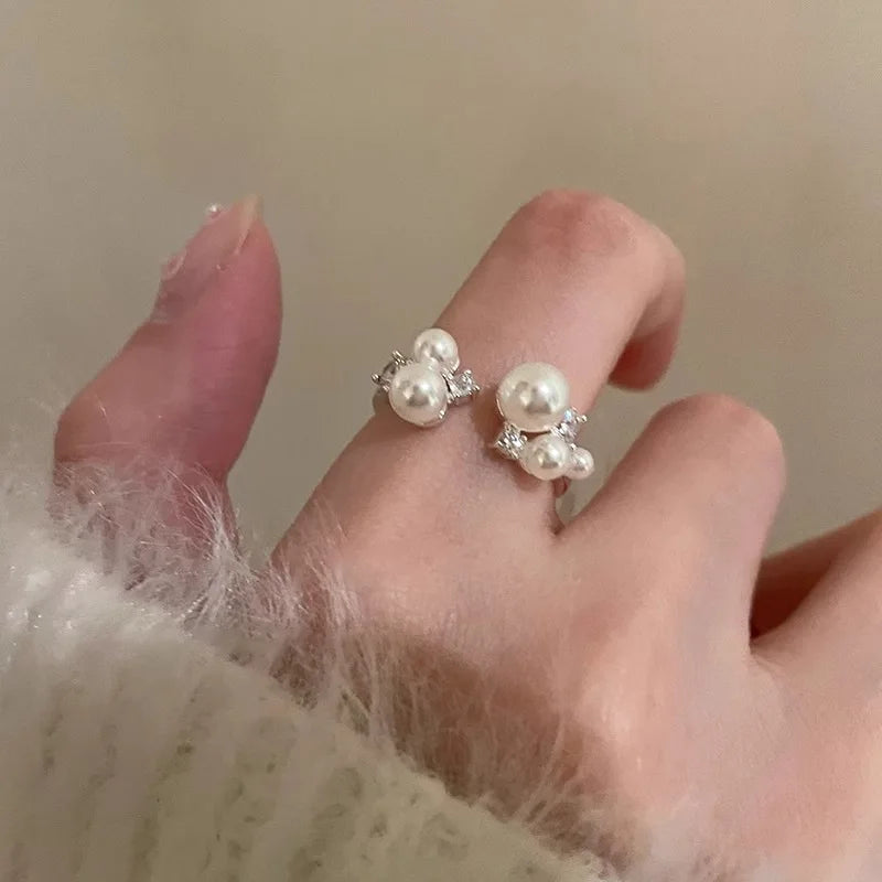 Unique Delicate Flower Opening Adjustable Rings for Women Silver Color Minimalist Finger Ring Engagement Jewelry Female Gift