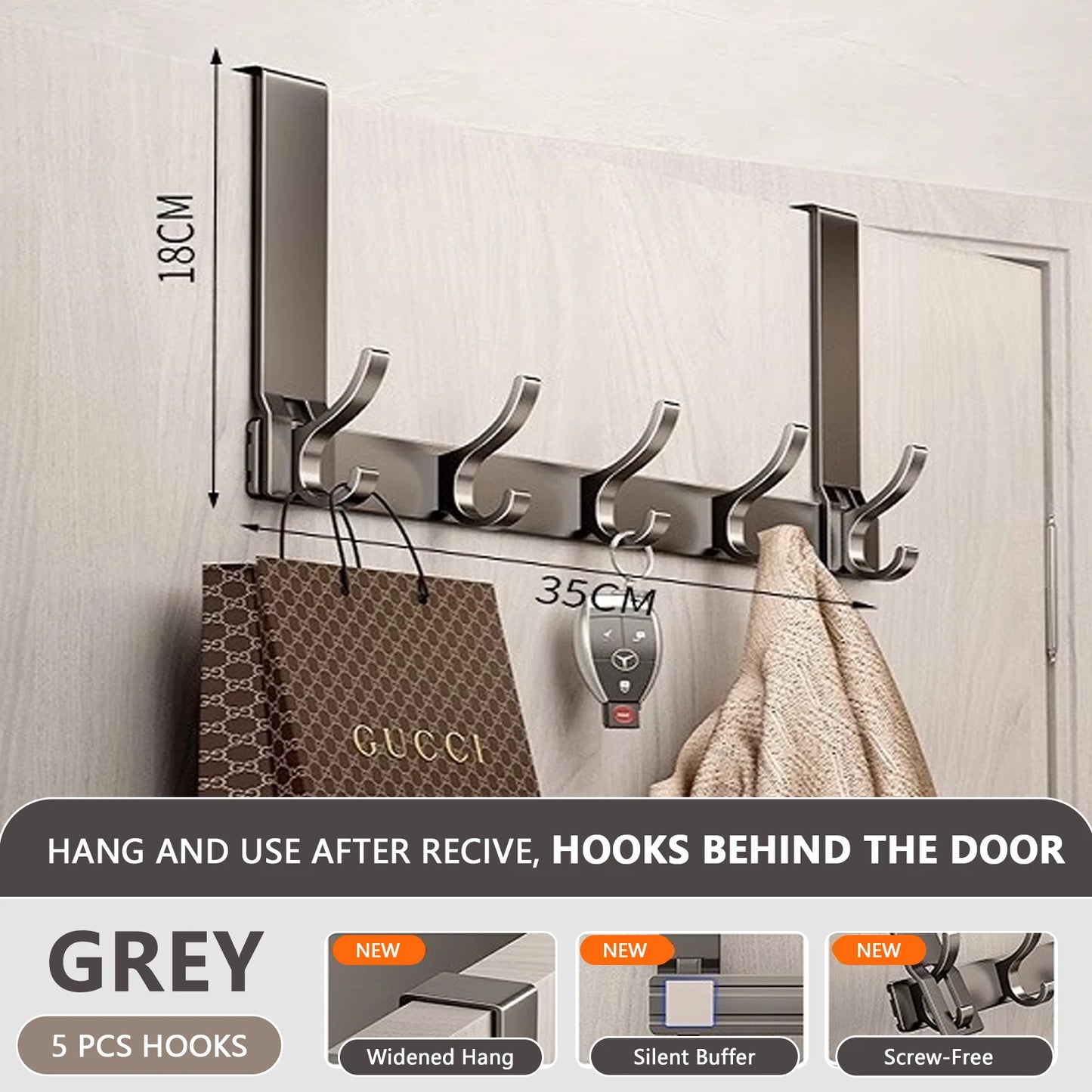 Door Behind Hooks Storage Wall Hanging Bag Clothes  Hook Punch-free Hanger Bedroom Organizer Bathroom Kitchen Accessory