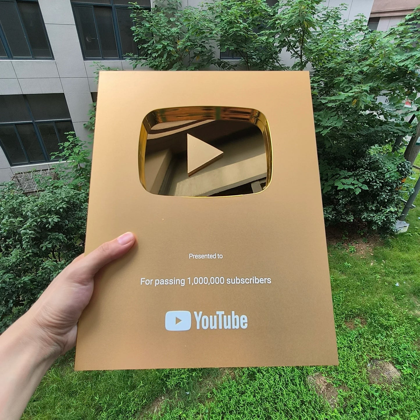 Gold Custom Name YouTube Play Button Award Plaque, Custom YouTube Award