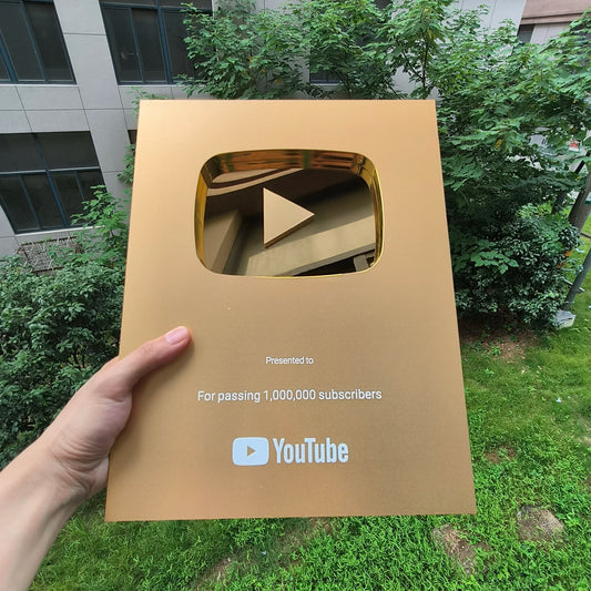 Gold Custom Name YouTube Play Button Award Plaque, Custom YouTube Award