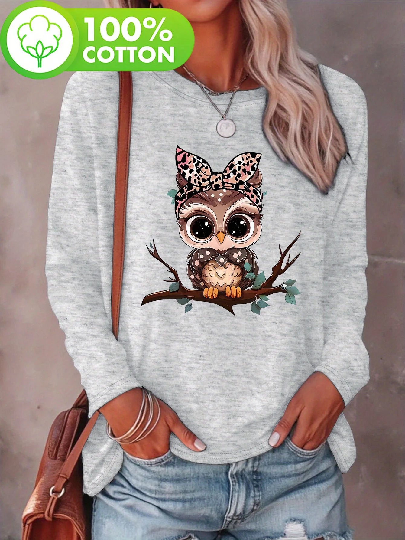 Heart Love Print Crew Neck T shirt Casual Autumn winter top women's long sleeved T-shirt loose comfortable black  white
