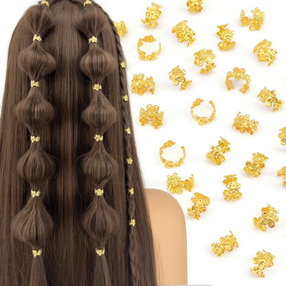 40Pcs Vine Leaf Shaped Alloy Hair Braid Ring Vintage Hair Pin For Dreadlock Women Girls summer Hair Accessories Loc Hair Jewelry