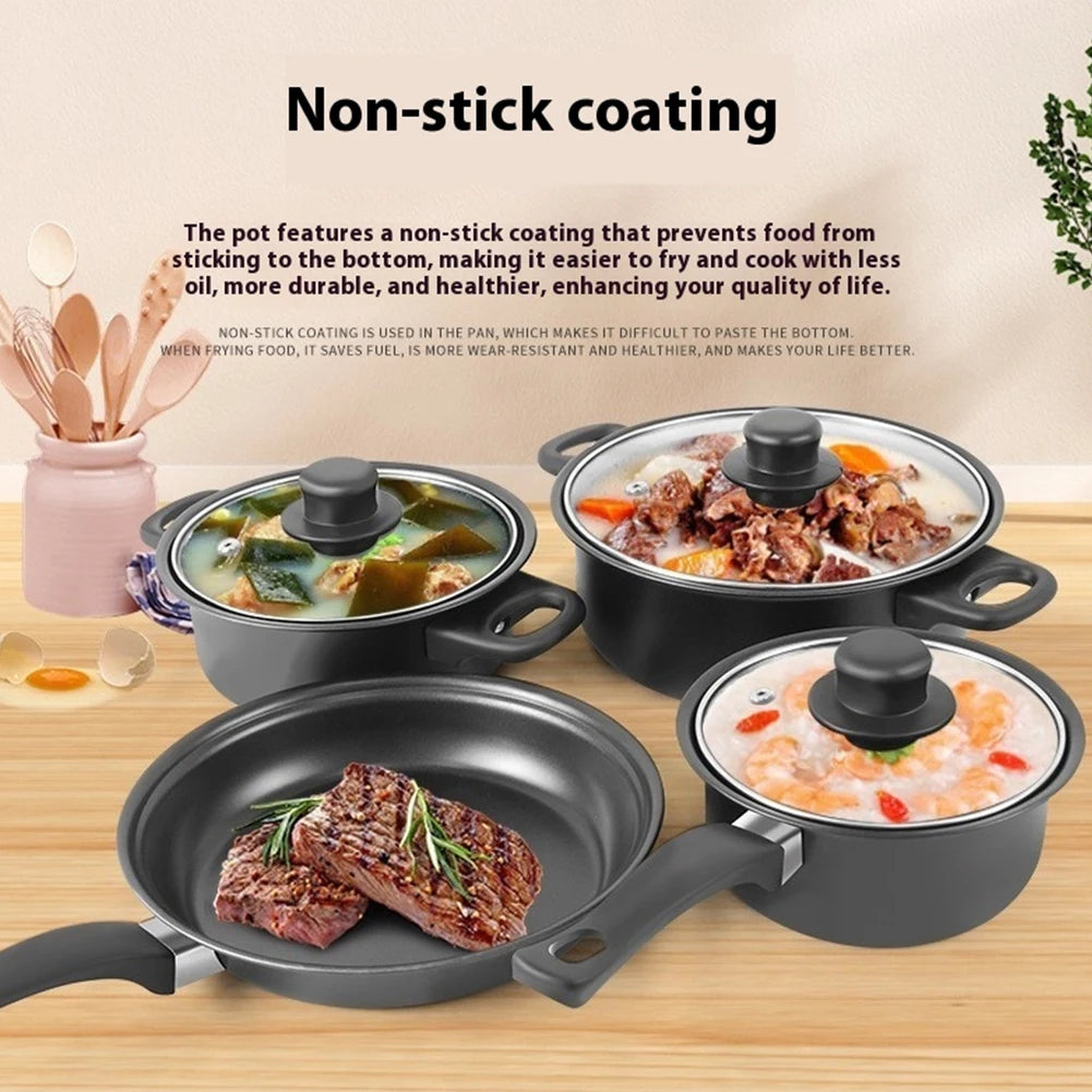 13pcs Non-Stick Cookware Set Soup Pot Frying Pan and Milk Pot Premium Milk Pot Maifan Stone Frying Pan Coating Kitchen Utensil