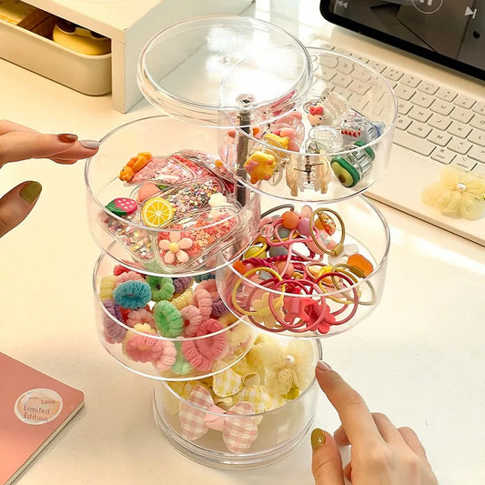 Acrylic Hair Accessories Organizer Box Baby Girls Hair Ties Clips Storage Case Modern Minimalist Design Pure Color Dividers