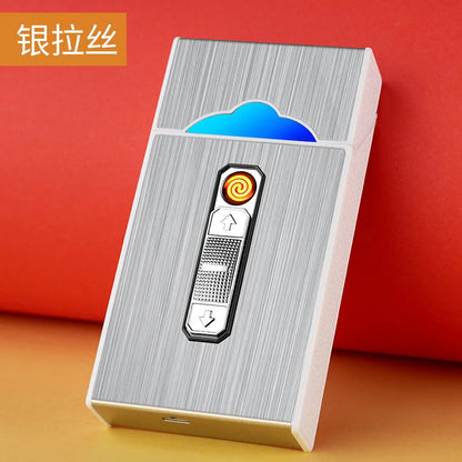 Multifunction Lighter Cigarette Box Integrated Portable Cigarette Lighter Cigarette Box Lighter  for Men Smoking Accessories