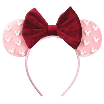 New Trendy Mouse Ears Headband Mickey 3.3"Velvet For Girls Soft Bow Hairband Halloween Festival Party Trip DIY Hair Accessories