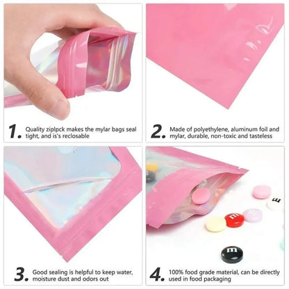 10-50Pcs Laser Ziplock Bag Necklace Earrings Jewelry Gift Packing Bags Cell Phone Cases Colorful Packing Bags Kitchen Organizer