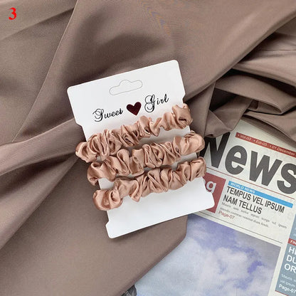 3/6Pcs/Set Silk Hair Scrunchies Elastic Hair Bands Women Elegant Headwear Hair Ties Ponytail Holder Sweet Hair Rope Rubber Bands
