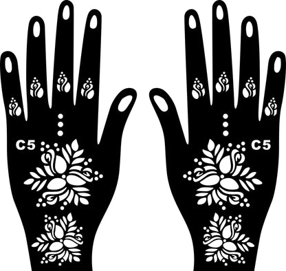 2025 New Professional Henna Stencil Temporary Hand Tattoo Body Art Sticker Template Wedding Tool Flower Tattoo Stencil