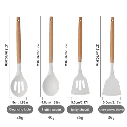 12Pcs Kitchen Utensil Set Heat-Resistant Cookware with Holder Non-Stick Spatula Set Spatula Spoon Brush Whisk for Home Kitchen