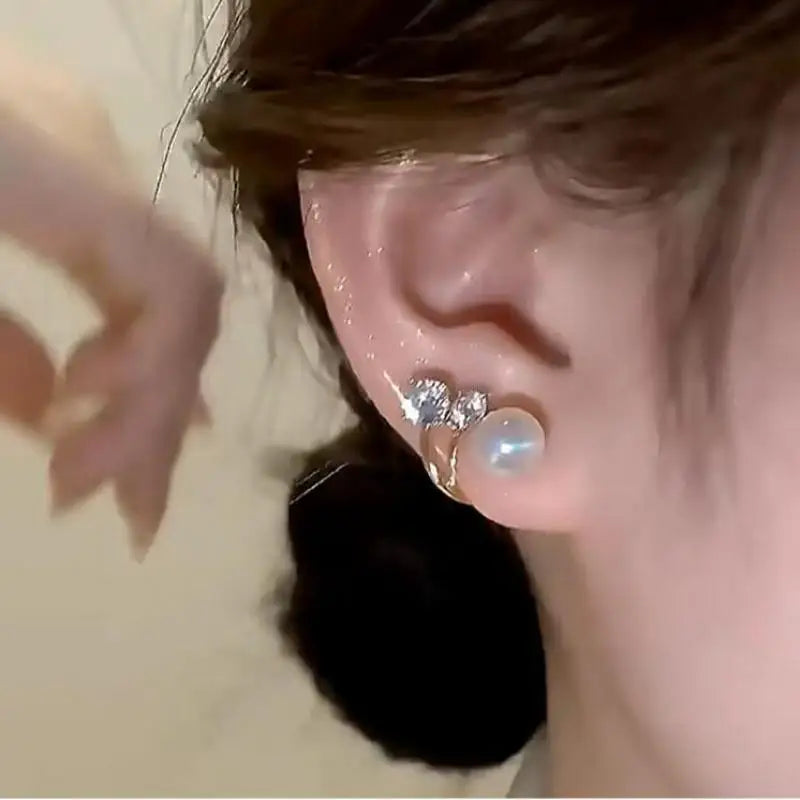 925 Silver Needle Korean Fashion Pearl Crystal Earrings For Women Jewelry 2026 Trending Luxury Women's Wedding Party Earrings