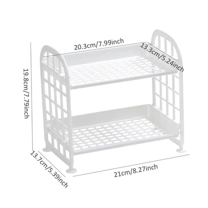 Desktop Storage Rack Organizer Shelf Folding Plastic Storage Rack Sundries Cosmetics Stationery Rack For Home Office Dormitory