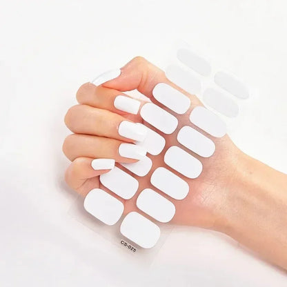 Semi Cured Gel Nail Sticker Pure Color UV LED Lamp Covered Waterproof Full Adhesive Long Self Nail Decals Manicure Lasting