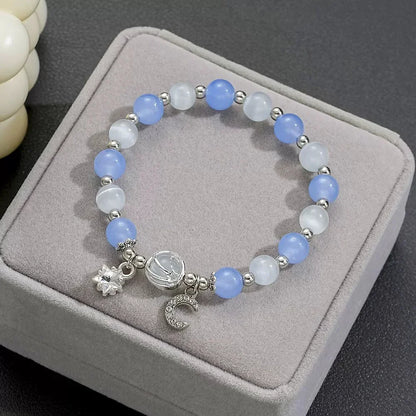 Crystal Niche Design Star Chain Tassel Bracelet for Women Fantasy Blue Beads Elastic Rope Bracelet Best Friend Jewelry Gifts