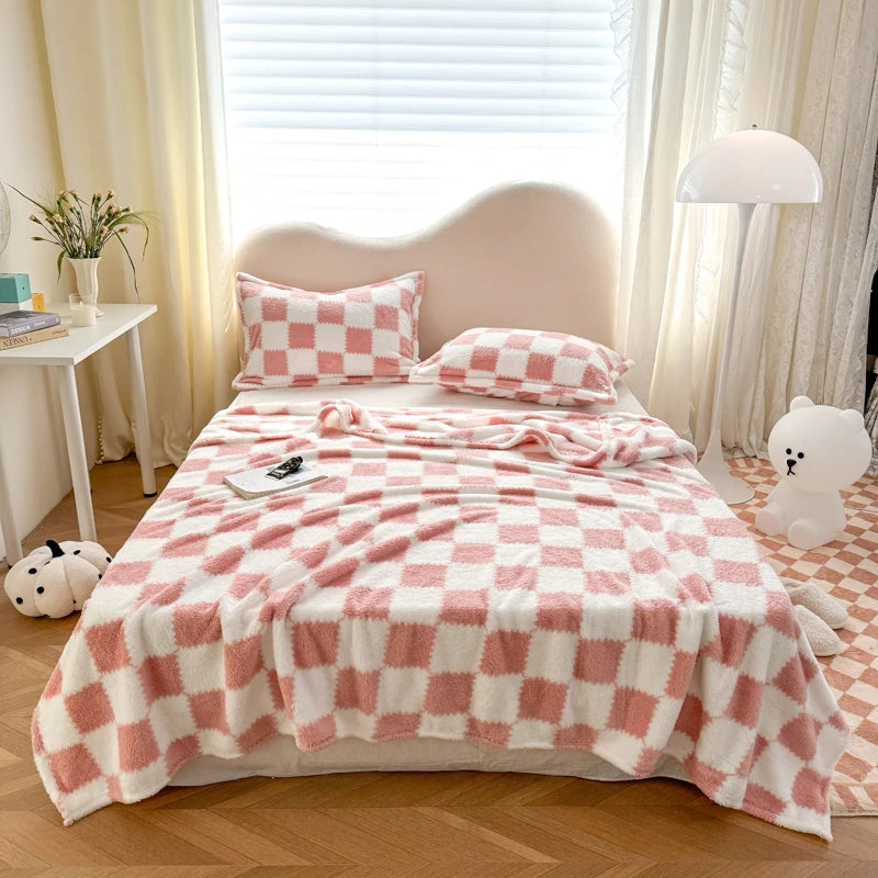 Panda Printed Fluffy Blanket for Beds Single/Queen/King Plush Fleece Plaids for Sofa Soft Warm Thow Blanket for Winter