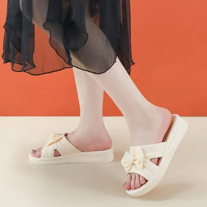 New Butterfly Knot Ladies Slippers Outdoor Summer Versatile Fashionable Casual Anti-slip Waterproof High Aesthetic Beach Shoes