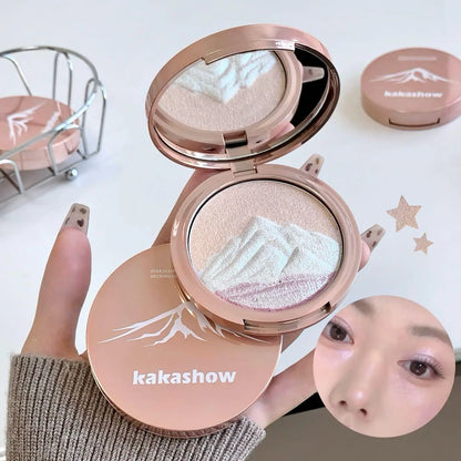 Kakashow 3 colors Sparkling highlighter Pearlescent Smooth Delicate High-Gloss Pressed Powder for Facial Brightening