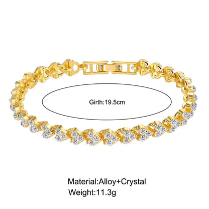 Charm Delicated Crystal Heart Tennis Bracelet for Women Rhinestone Paved Handmade Bracelet Wedding Anniversary Gift Jewelry