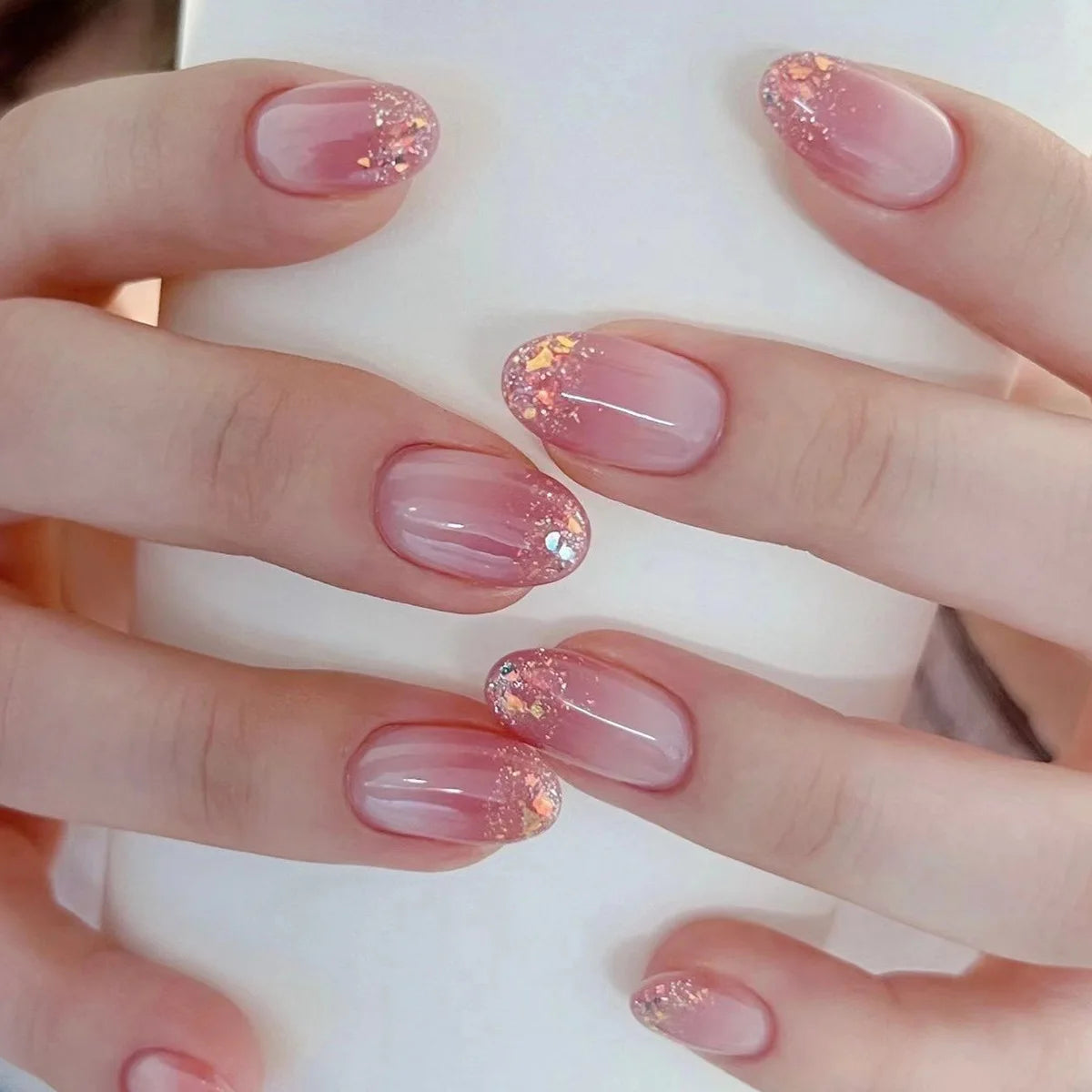 24PCS stiletto false nail tips Mid-length Gradients press on nails wearable full cover fashion false fingernails patch for girls