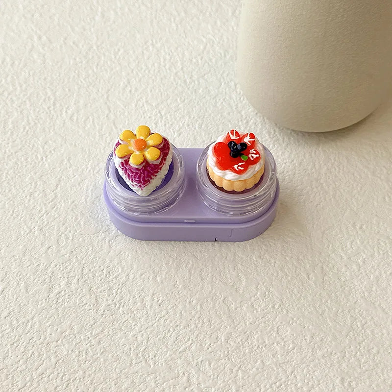 KLASSNUM Portable Cute Cartoon Contact Lens Case Drawer Design Color Contact Lenses Box Container Storage Case Travel Accessory