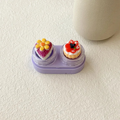 KLASSNUM Portable Cute Cartoon Contact Lens Case Drawer Design Color Contact Lenses Box Container Storage Case Travel Accessory