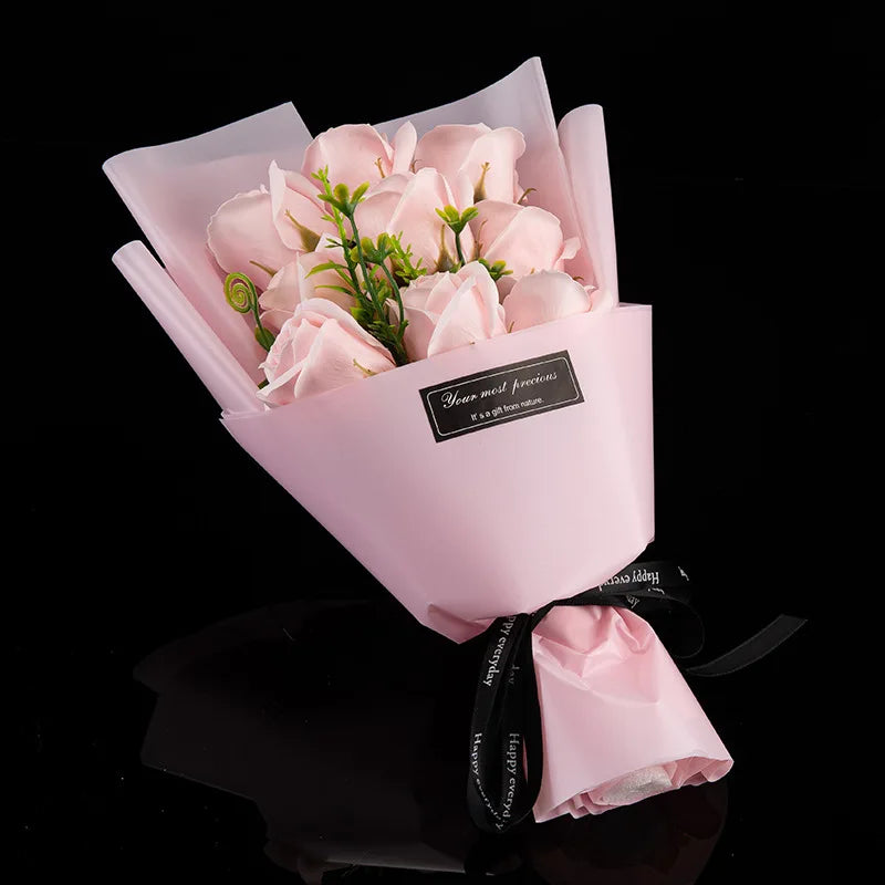3/6/9 Heads Rose Soap Flower Bouquet Valentine'S Day Artificial Flower Bouquet Gift Women/Men Valentine Day Gift Wedding Decor