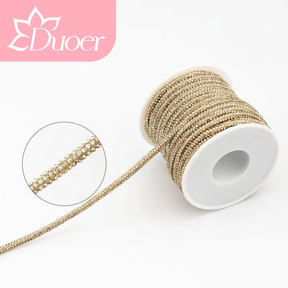 DUOER 3mm 5/10 Yards Glass Rhinestones Rope Tube GlitterDiamond Cord Soft Shoelace Drawstring Trimming For DIY Hoodies Trouser