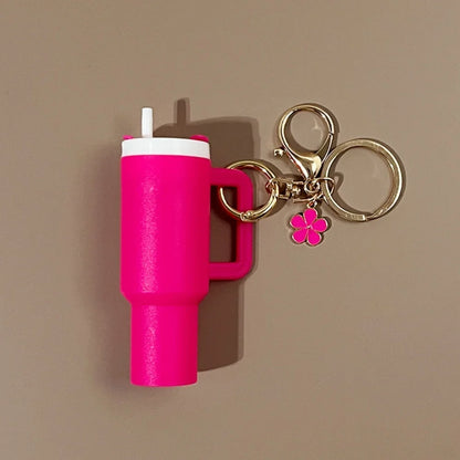 Mini Stanley Cup Keychain Creative Coin Chapstick Storage Box Accessories Key Holder Backpack Tumbler Handle Decoration