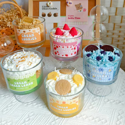 Handmade Fruit Cream Cup Scented Candle Set - Strawberry Blueberry Banana Fragrance Ornament Gift