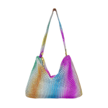 Glitter Evening Dinner Clutch Bag Elegant Women Lady Party Cocktail Wedding Bag Rhinestone Decorated Large Capacity Underarm Bag