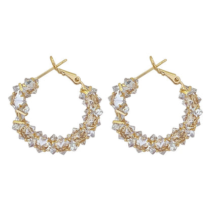 Sparkling Three-Dimensional Zircon Inlaid Geometric Circular Earrings Fashionable Jewelry For Women's Luxury Accessories 2025