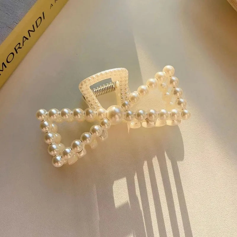 Imitation Pearl Hairpins Geometric Hair Claws Bath Large Catch Clip Back Head Women Hair Accessories Hair Claw New Headwear