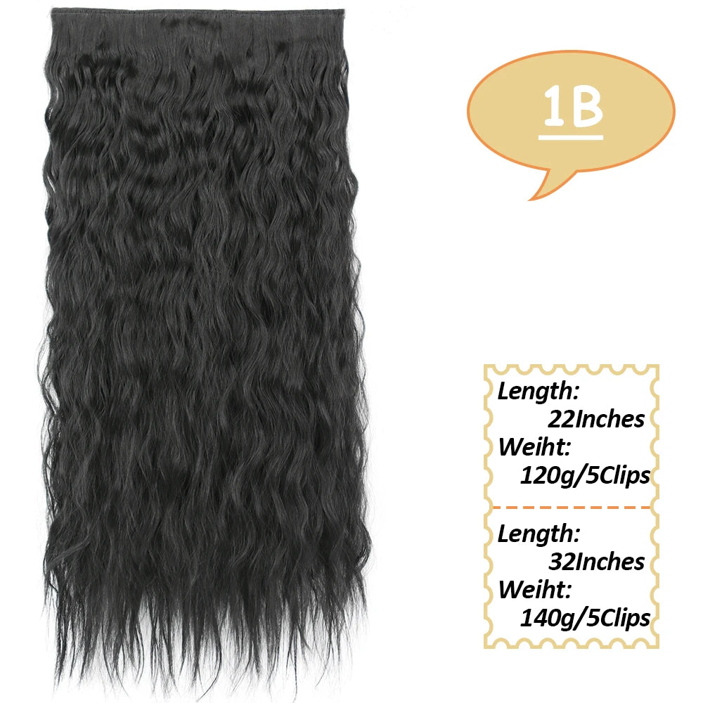 NICESY Synthetic Long Wavy 5 Clips Hair Extensions 22Inch/32Inch Clip On Hair Extensions High Tempreture Fake For Women