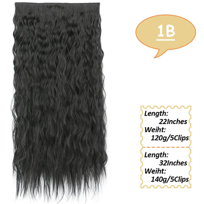 NICESY Synthetic Long Wavy 5 Clips Hair Extensions 22Inch/32Inch Clip On Hair Extensions High Tempreture Fake For Women