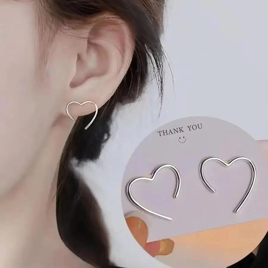 925 Silver Needle Korean Fashion Double V Crystal Earrings For Women Jewelry 2026 Trending Luxury Women's Earrings Behind Ear