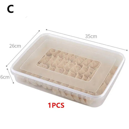 【Winter4】Kitchen Storage Box Refrigerator Organizer Transparent Food Containers Tray For Dumpling Fruits Vegetables Meat Cake