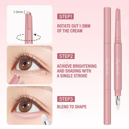 Dual-Tone Under-Eye Lying Silkworms Pencil Nude Pink Matte Highlighting Shadow Pencil Brightening Cream Aegyo Sal Makeup Pen