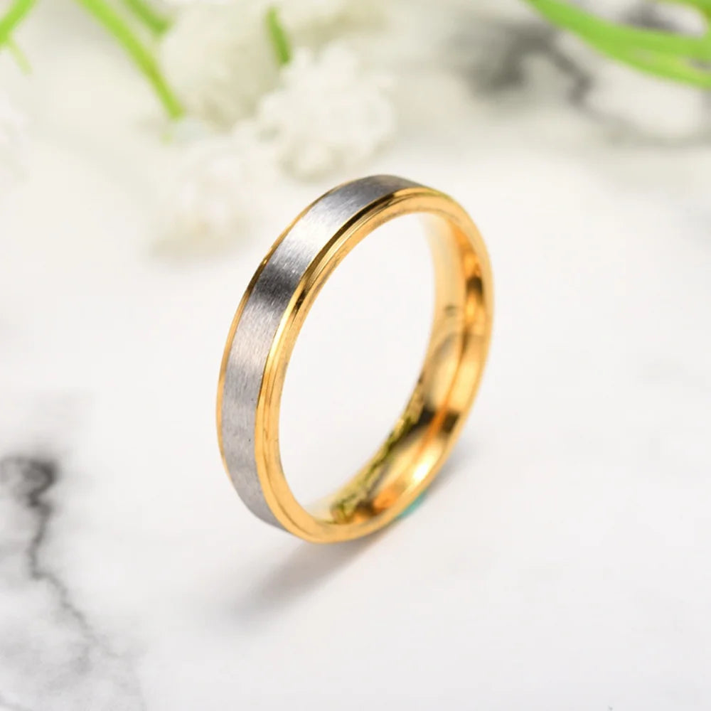Fashion Matte 4-Prong Zircon Stainless Steel Couple Rings For Women Men Engagement Ring Valentine Day Jewelry Gift Size 6-12