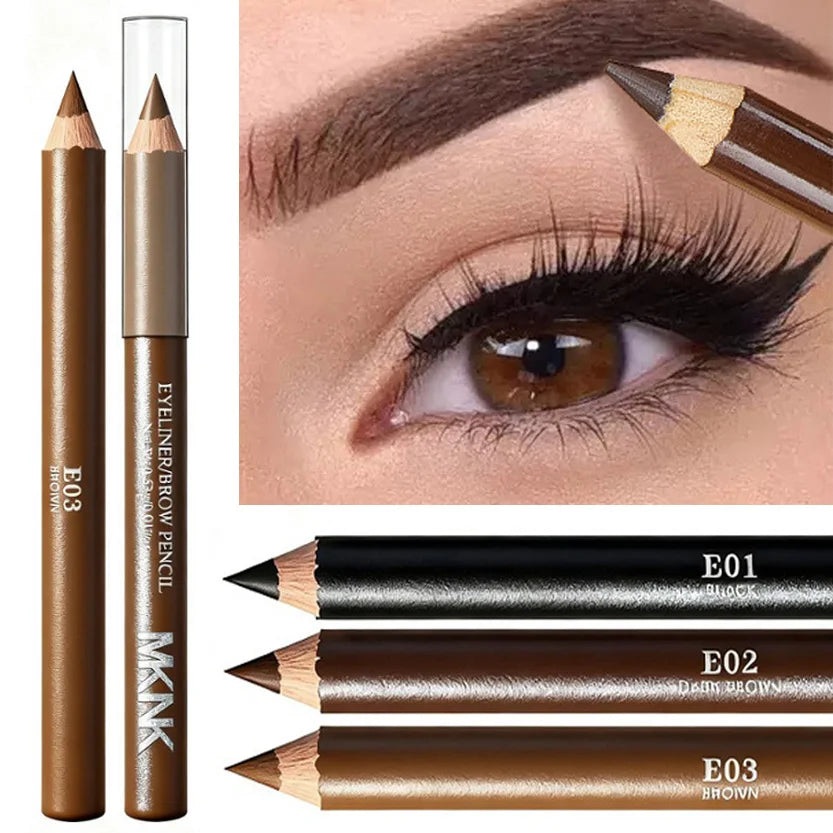 3 Colors Wooden Eyebrow Pencil & Eyeliner Waterproof Smudge Proof Hard Tip Makeup Pencil for Brows Enhancers Eyes Natural Look