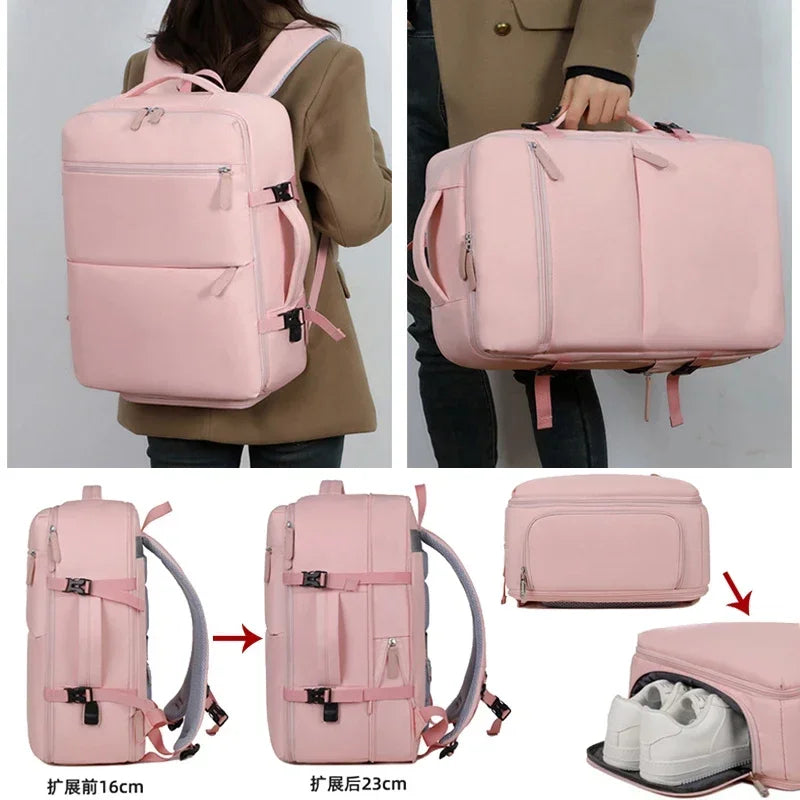 USB Mommy Diaper Bags Laptop Bag Large Capacity Baby Care Mummy Backpack Multi-Function Waterproof Outdoor Bag with Shoe Storage