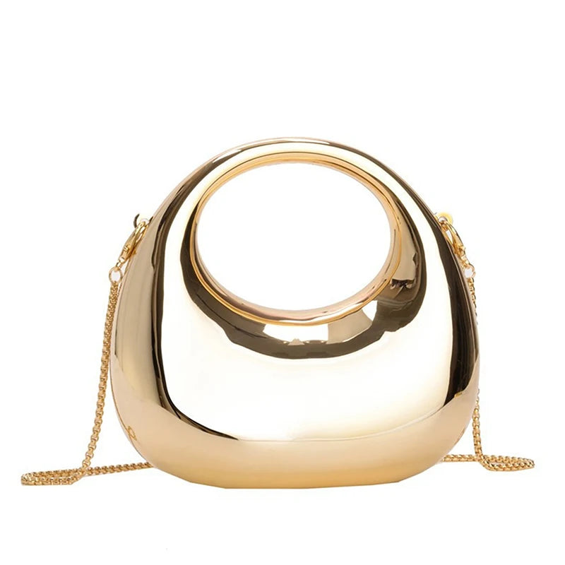 Z. Women's Chain Crossbody Bag Small Purse Acrylic Metallic Luster Half Moon Party Banquet Women's Bag Luxury Handbag