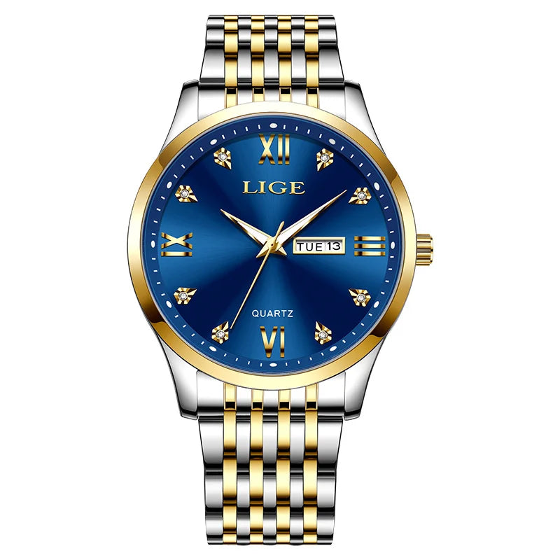 LIGE Top Brand Quartz Watches For Men Fashion Business Luxury Mens Watch Waterproof Date Steel Strap Wristwatches Reloj Hombre