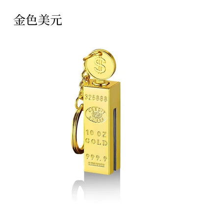 New Gold Bar Design Metal Pendant Lighter Open Flame Smoking Accessory for Outdoor Adventure Small Portable Lighting Tool